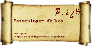 Petschinger Ákos névjegykártya